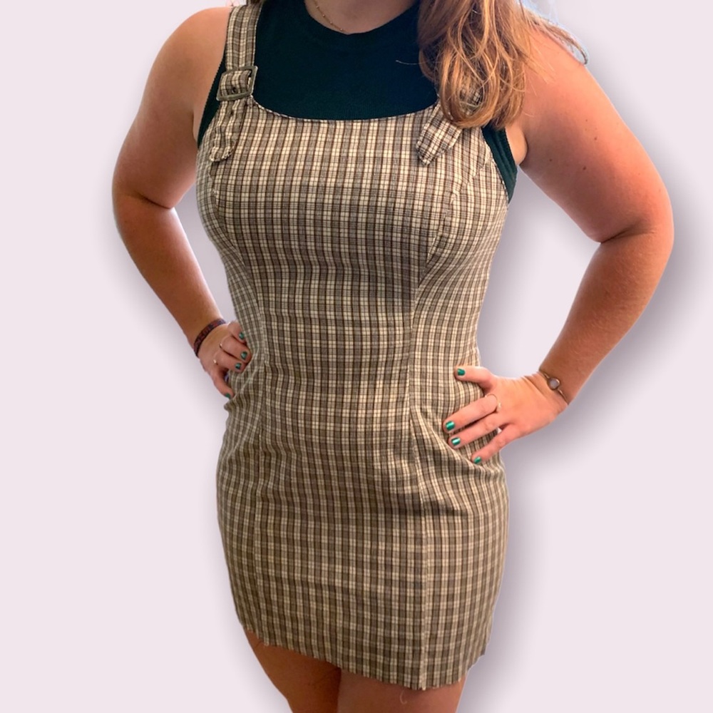 Vintage Chelsie plaid jumper dress